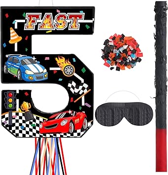 Amazon.com: Harrycle Race Car Number Piñata Pull String Fast Piñata ...