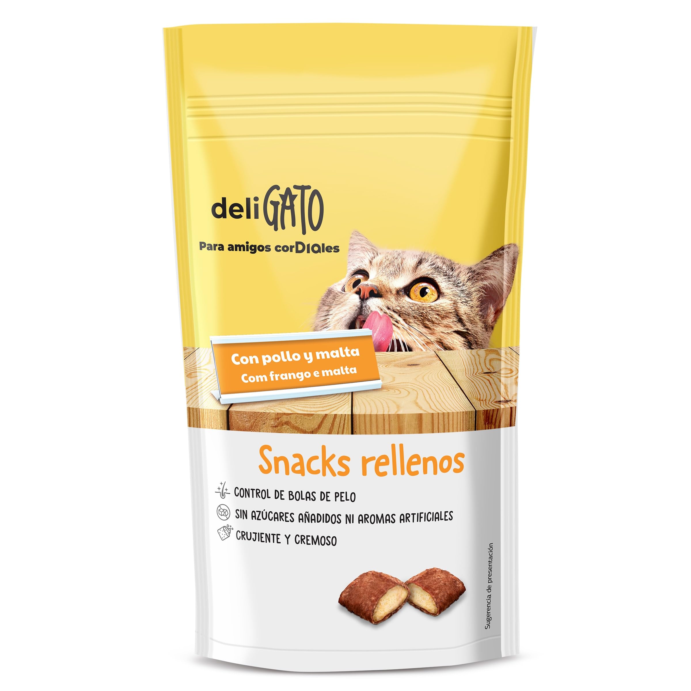 Dia DELIGATO Snack para Gatos Rellenos con Pollo y Malta Bolsa 60 gr