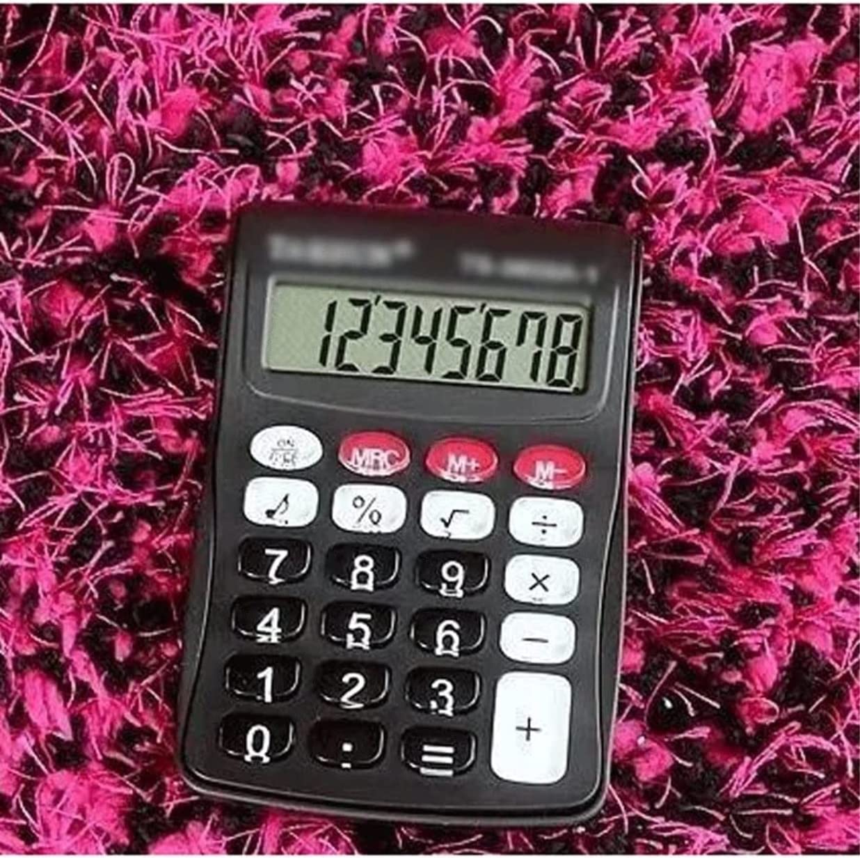 Calculatrice Calculatrice De Bureau Mignonne Portable 8 Bits Affichage Bouton Batterie Calculatrices Base pour L'école Bureau Office(Black)