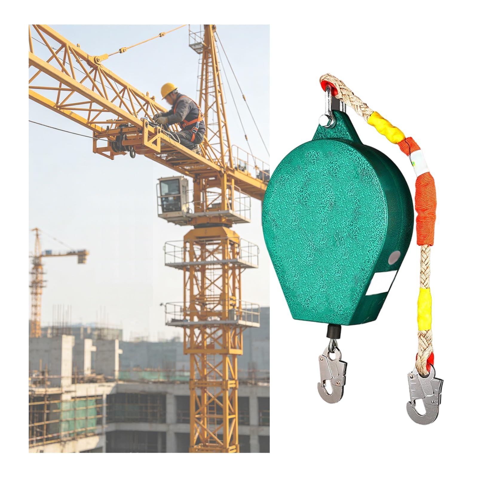 Kit anticaídas para Espacios confinados, Cable de Seguridad de Acero autocontraíble, Dispositivo anticaídas Multiusos, Adecuado para pozos Profundos, zanjas de Cables y Operaciones Industria