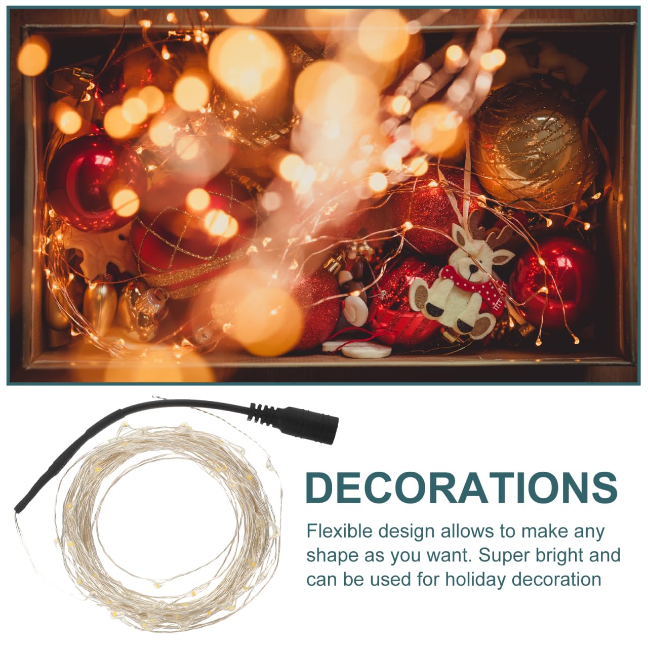 ABOOFAN 33Ft Copper Wire Led String Lights Warm White Dc Powered Flexible Indoor Holiday Party Decoration Water Resistant - Image 4