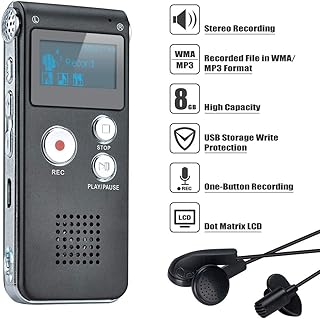 COVVY Portable Digital Voice Recorder Sound Audio Recorder Dictaphone LCD Recorder MP3 Player-8GB (Black)
