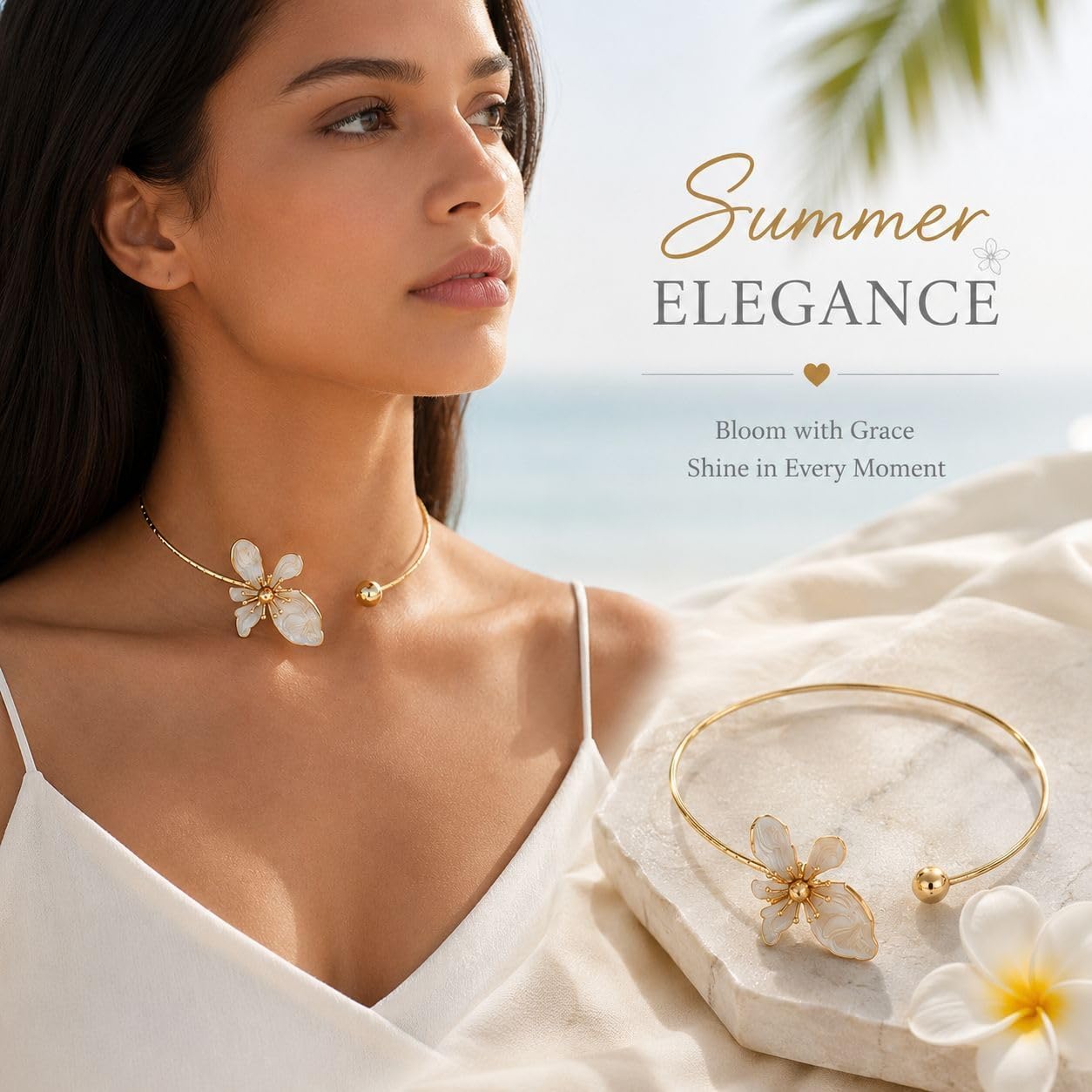Flower Necklace for Women Gold Flower Choker Cuff Necklaces Dainty Floral Pendant Cute Statement Chunky Necklace Y2K Birthday Summer Beach Vacation Wedding Prom Outfits Jewelry Gifts