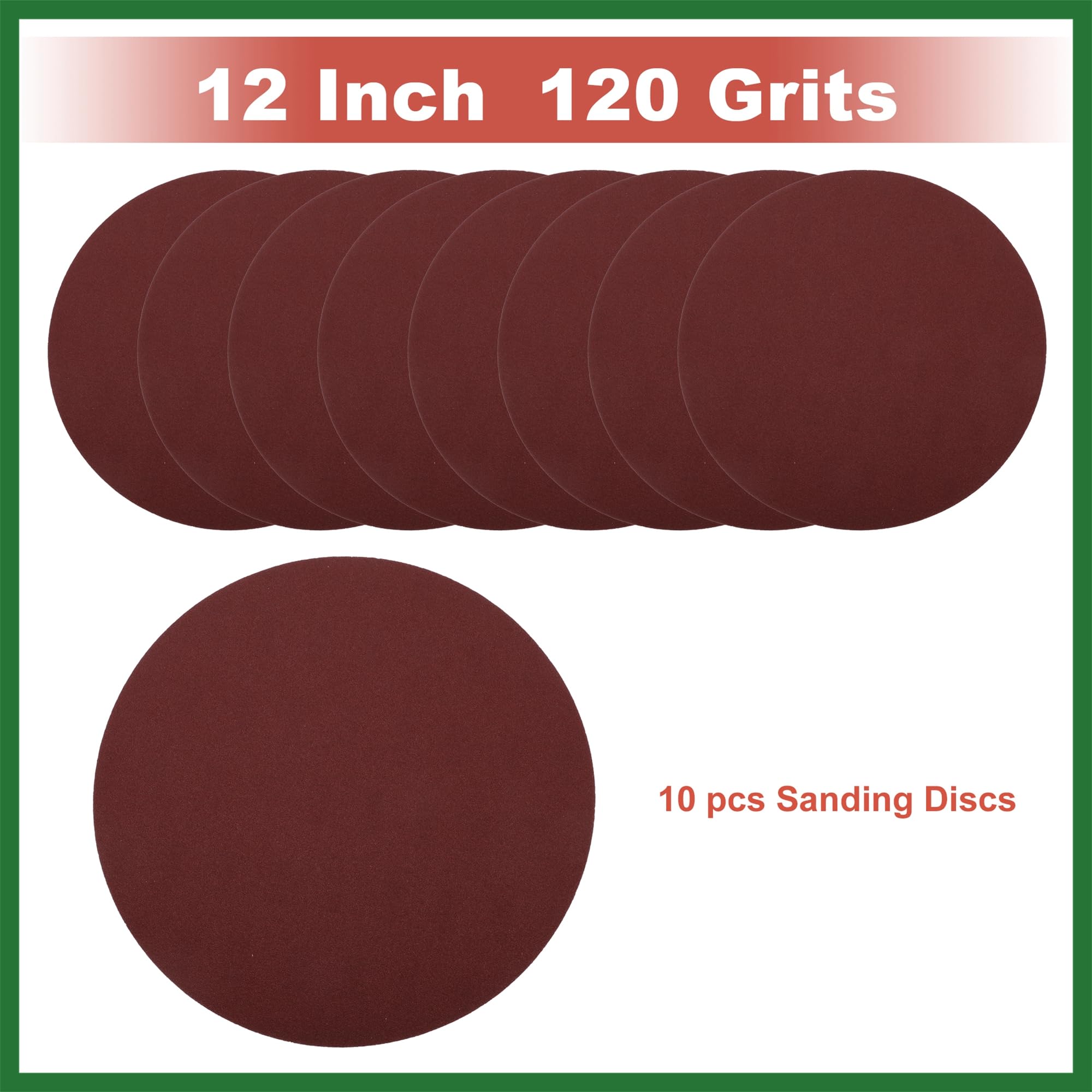 Motoforti 12 Inch Sanding Discs Round Hook and Loop Sandpaper 120 Grits - 10 PCS Long-lasting, Red, 12inch - Image 4