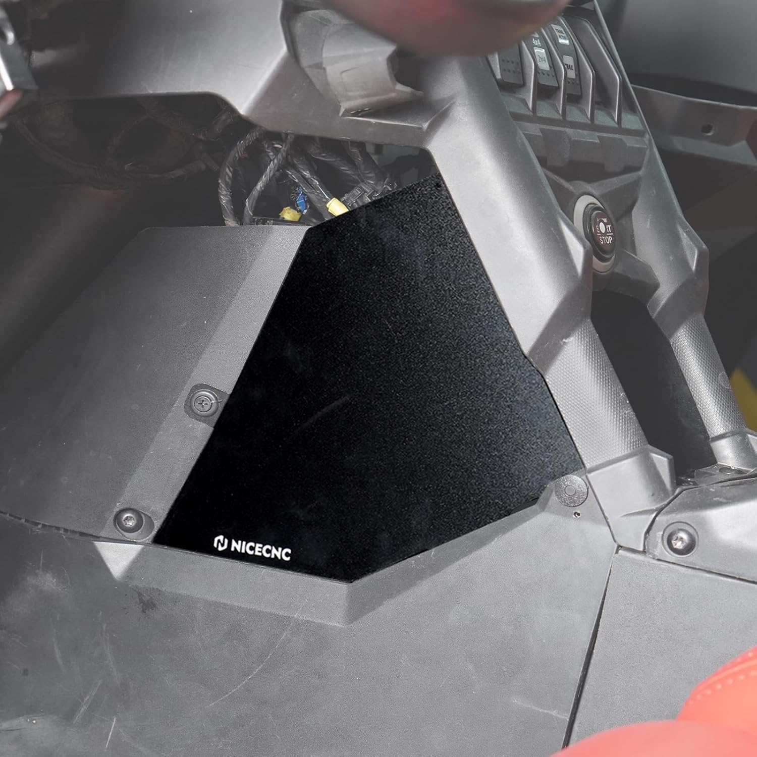 NICECNC Center Console Glove Box Panel Compatible with Can-Am Maverick X3 Max 4x4 Turbo DPS 2018, Maverick X3 4x4 DS Turbo DPS 2021, 5052 Aluminium, Maverick X3 Accessories, See Fitment, Black