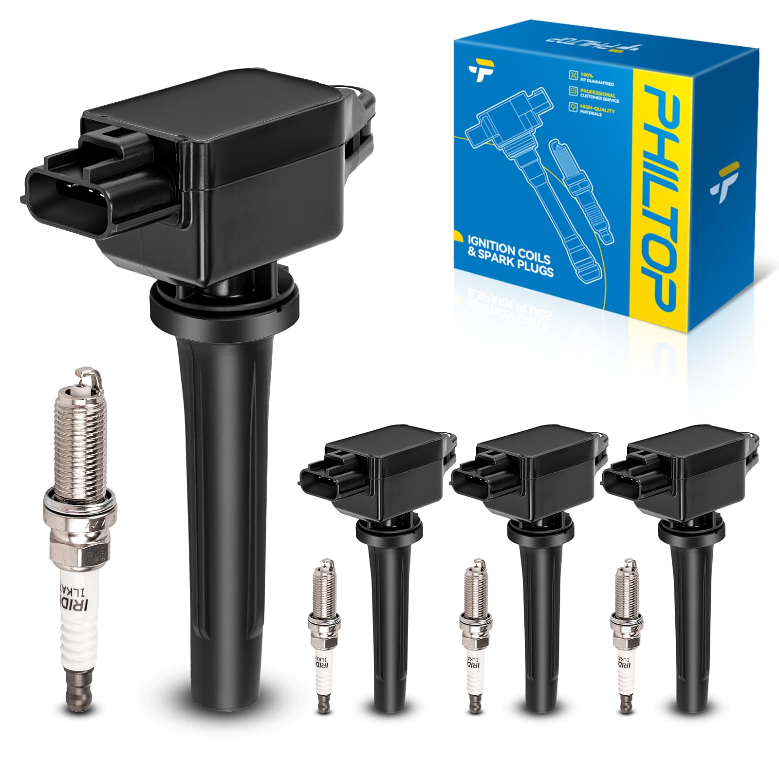 PHILTOP Ignition Coils and Spark Plug Kit for Toyota Yaris iA, Scion iA
