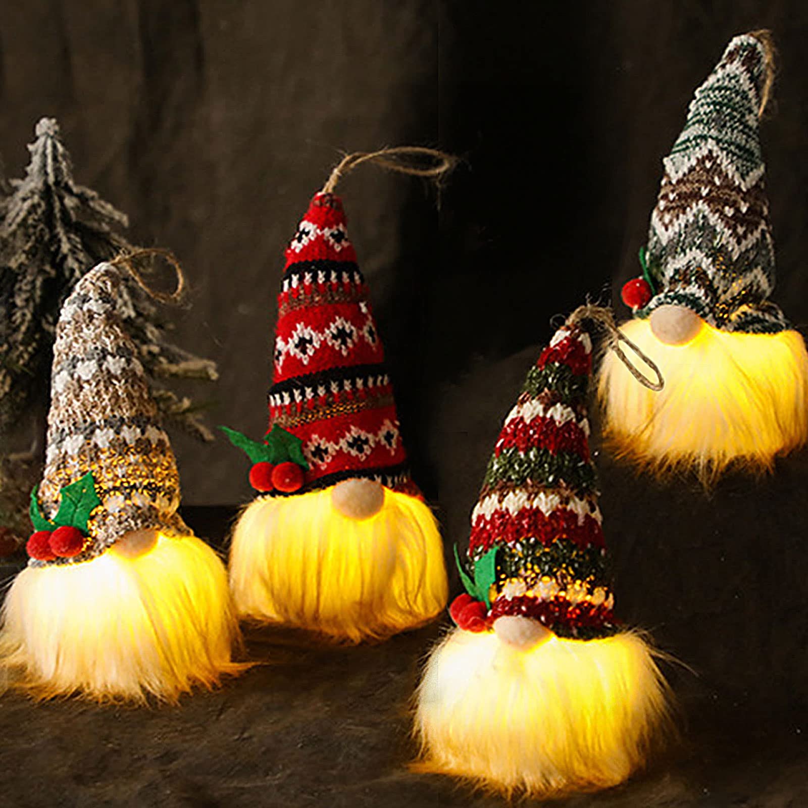 Juego de 4 figuras de duendes con diseño de duendes, decoración de árbol de Navidad, colgante de muñeca