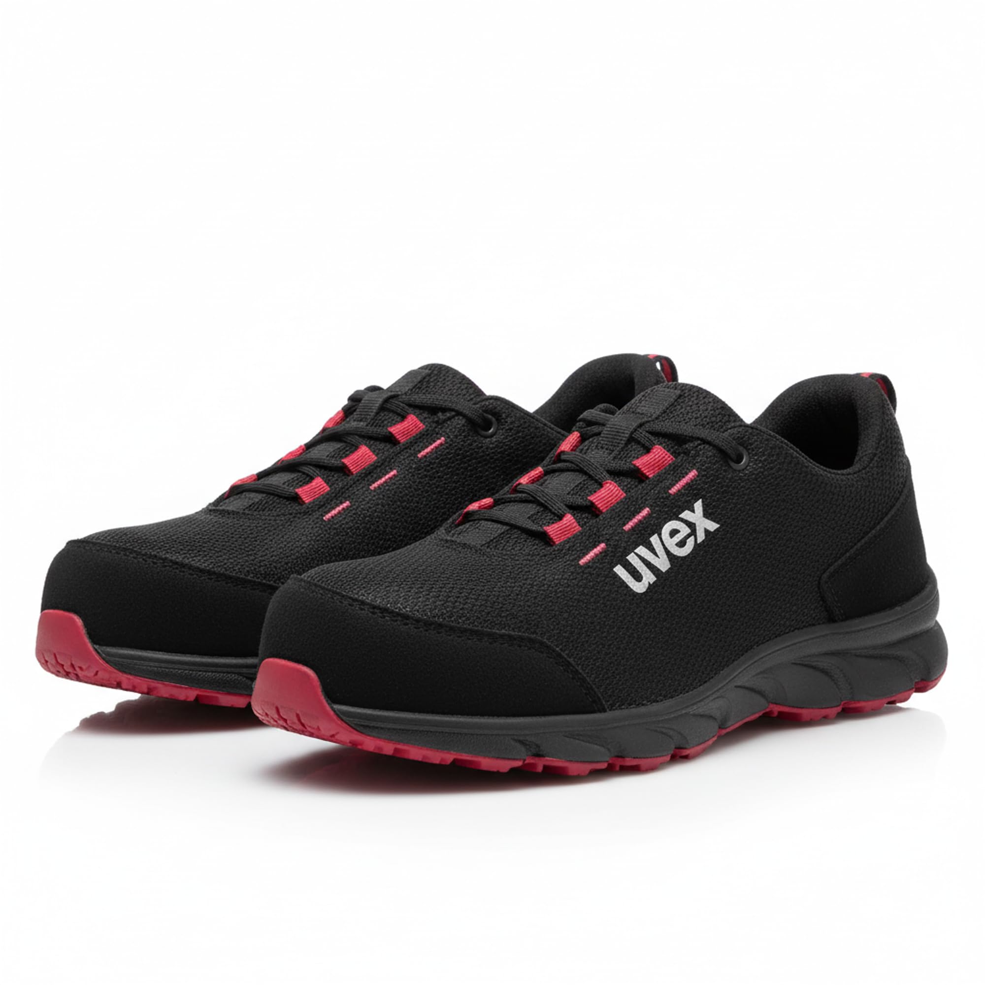 1 Dynam-x S1 PL Safety Shoes - Metal-Free, Particularly Light and Breathable - Men & Women - Vegan, ESD, Non-Slip - Black/Red - Width 11