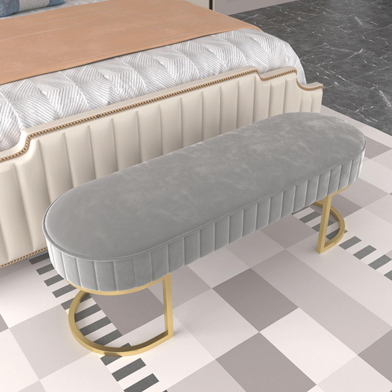Meuble de rangement pour chaussures pour entrée épurée et assise en velours