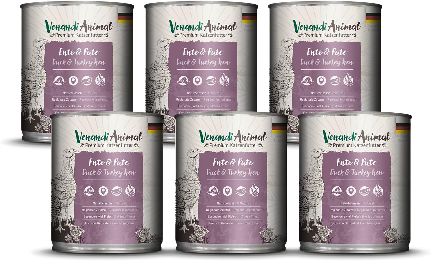Venandi – Premium Nassfutter für Katzen – Ente & Truthahn, 6 x 800 g (6er Pack), getreidefrei mit extra Fleisch Venandi – Premium Nassfutter für Katzen – Ente & Truthahn, 6 x 800 g (6er Pack), getreidefrei mit extra Fleisch