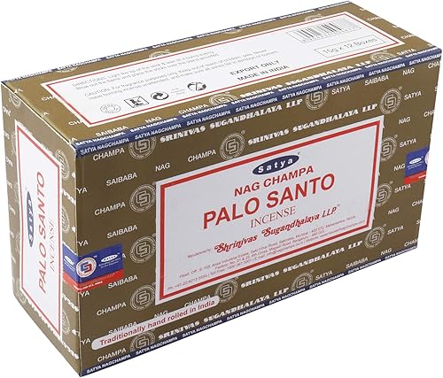Miniatura 2 de Satya Nag Champa - Palitos de incienso Palo Santo | 12 paquetes X 0.53 oz | Caja de 6.35 oz | Calidad de exportación