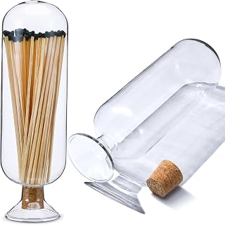 Brainy Extra Tall 11" Decorative Glass Matches Cloche Decorative Match Holder Jar Glass Matches Cloche for Candle Matches Trendy Fireplace Display Decor, 11 x 3.5 inch
