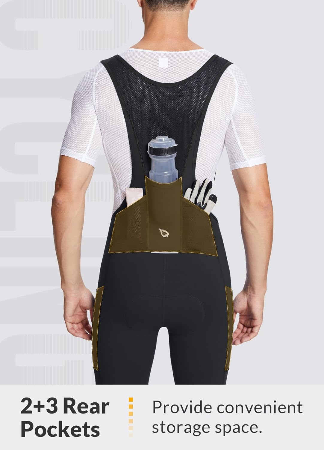 baleaf Men's Winter Cycling Bib Pants 4D Padded Thermal Water Resistant Bike Tights Cold Weather Warm Pockets - Image 3