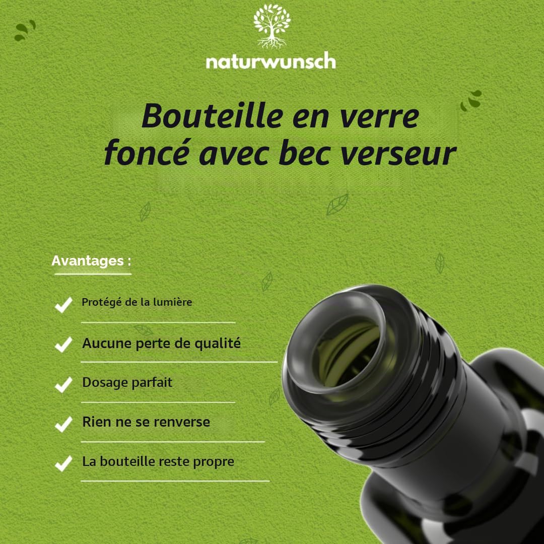 naturwunsch Huile de nigelle 1000 ml, non filtrée, pressée à froid, fraîchement fabriquée en Allemagne – Graines égyptiennes de Nigella sativa