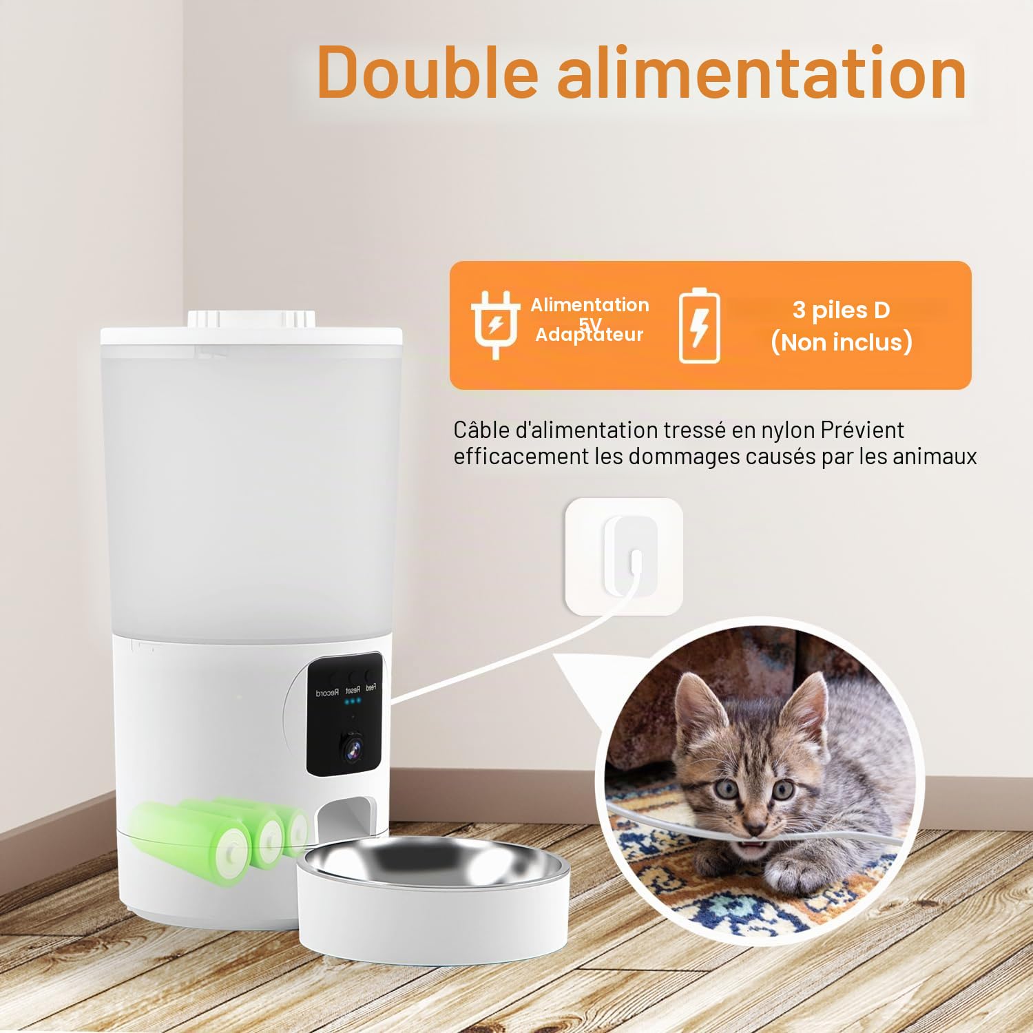 Mangeoire automatique pour chat avec caméra 2K, application intelligente, distributeur de nourriture de 6 L, repas minutés, Wi-Fi 2,4 G/5 G