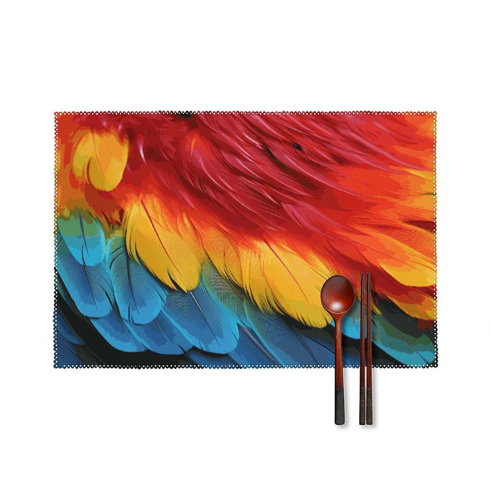 Fodpand Style Fantastic Parrot Feather Placemats Set Of 4 Place Mats Table Mats