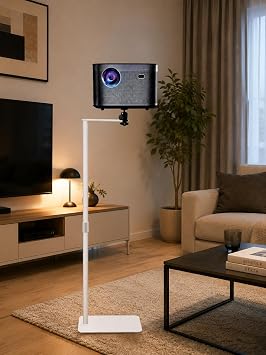 Coverzone Projekt r Stand  63-120 cm Ayarlanabilir Y kseklikli Zemin Tipi Projekt r Tripodu 360 Derece D nebilen Mini Projekt r Kamera Telefon Tutucu Uyumlu Metal Masa st  | Jorrezi JR-TY02 Beyaz