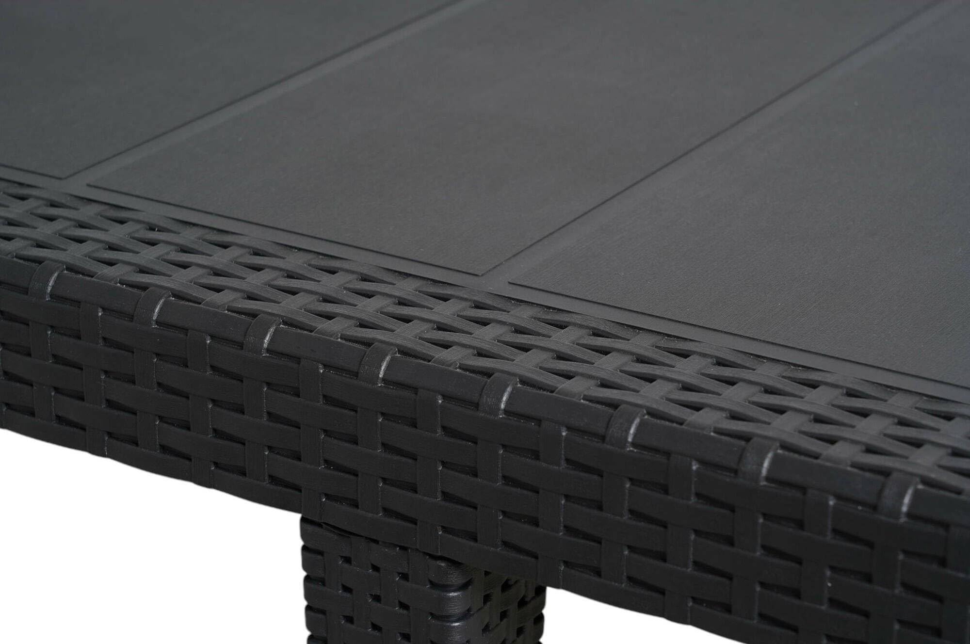 Dmora - Außentisch Roma, ausziehbares rechteckiges Esszimmerregal, ausziehbarer Gartentisch mit Rattan-Effekt, 100 % Made in Italy, 150/220 x 90 x 72 cm, Anthrazit