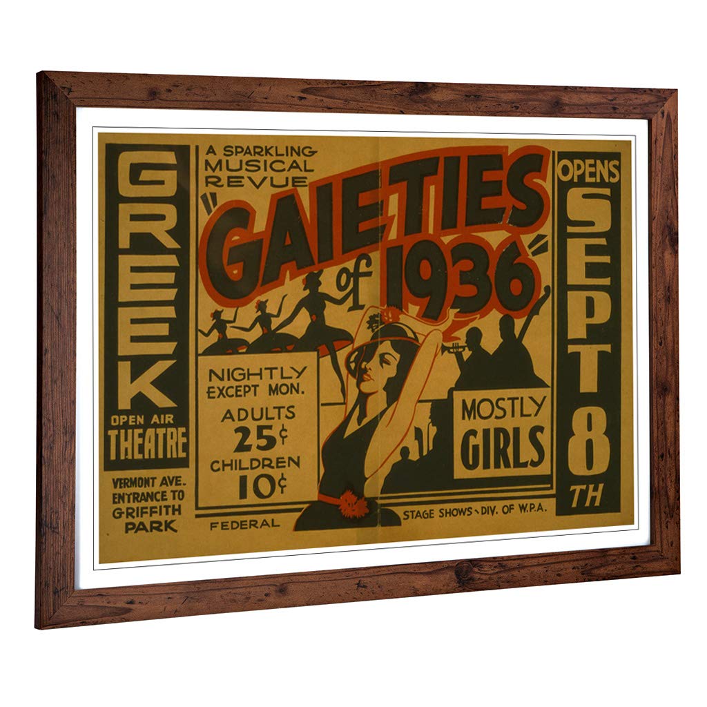 Big Box Art Framed Print of Vintage WPA Poster The Gaieties Design | Wall Art Picture | Home Decor for Kitchen, Living Room, Bedroom, Hallway, Walnut, A2 / 24.5x18 Inch / 62x45cm