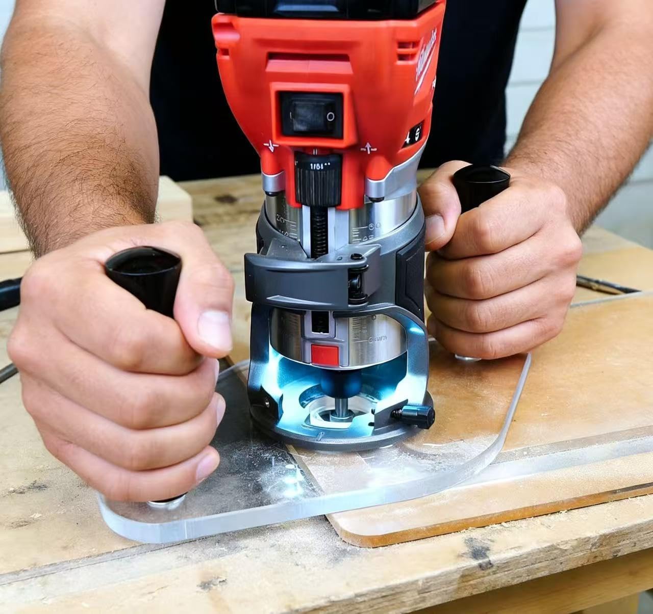 6" x 10" Dual Grip Router Base Plate for 2723-20, Compatible with M18 FUEL Compact Router, Clear Acrylic, Enhanced Control & Stability