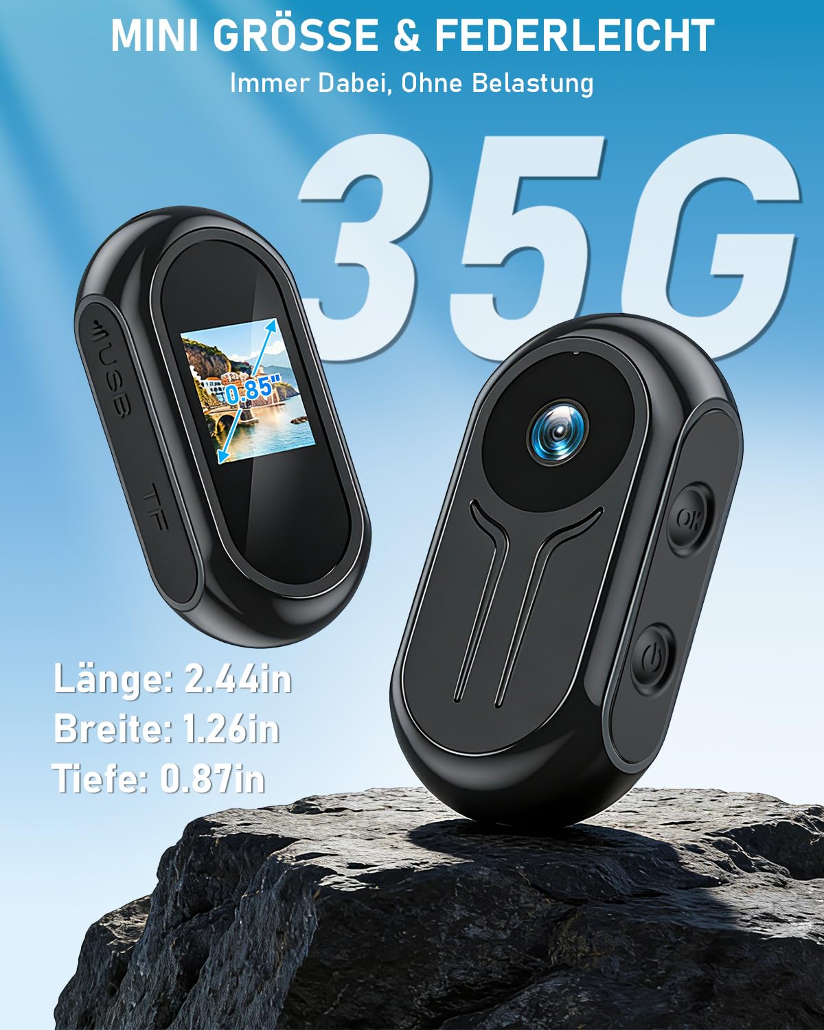 Mini Action Cam mit WiFi 2K Bodycam Körperkamera Mini