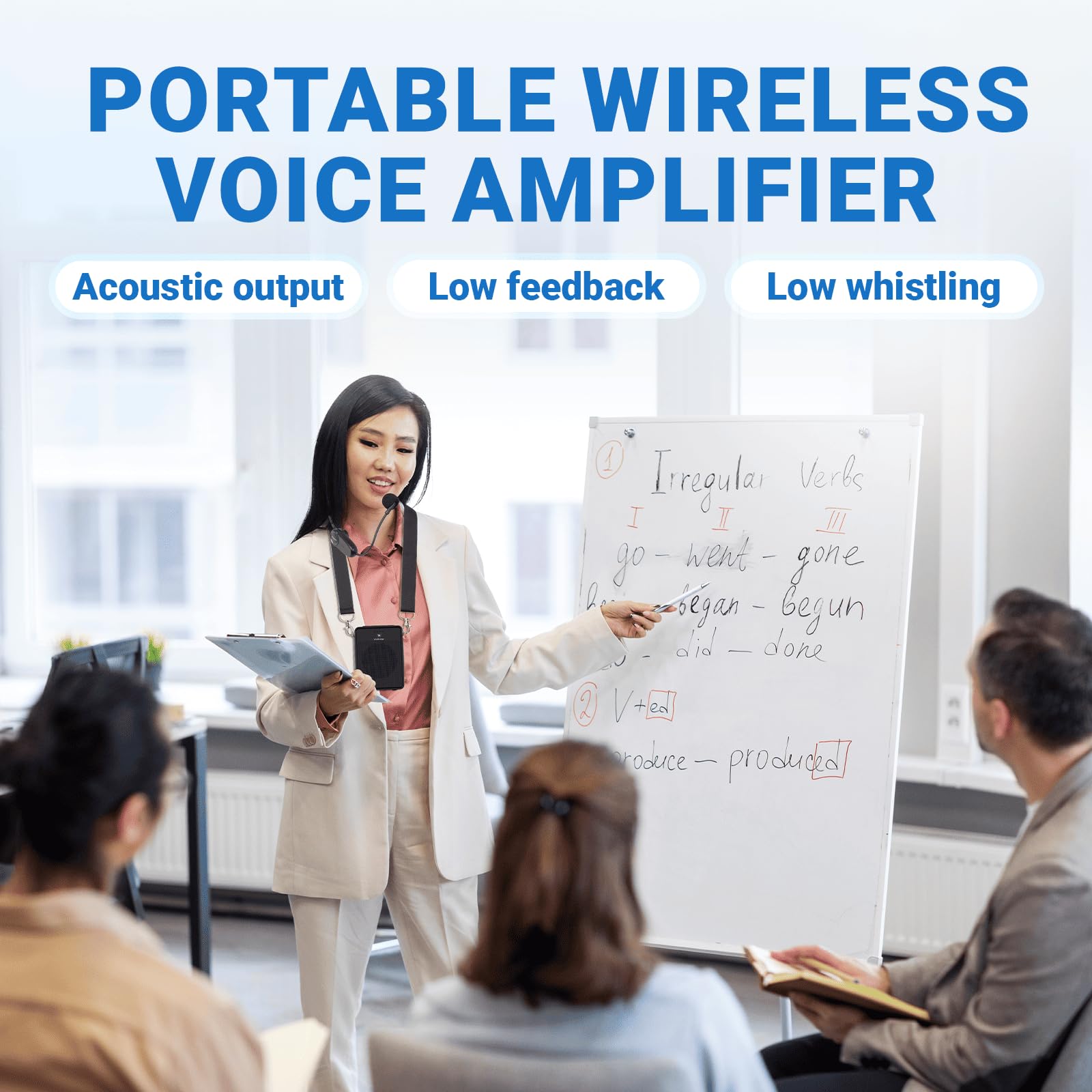 Amplificateur de voix sans fil, son original, microphone et haut-parleur ultra portable, haut-parleur mégaphone 15 W avec microphone Bluetooth, système de sonorisation personnel pour enseignants
