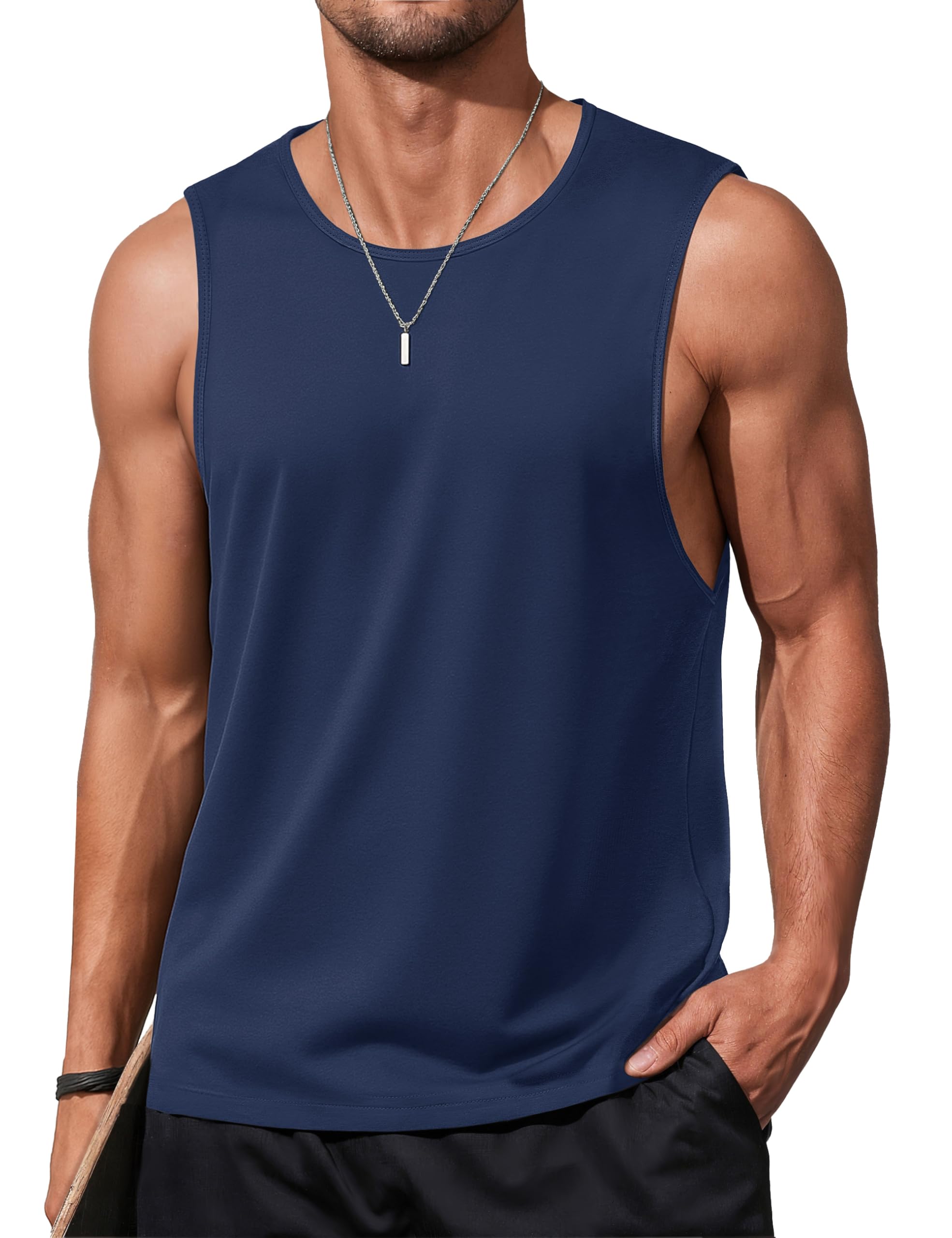 MAGCOMSEN Men's Tank Tops Workout Gym Sleeveless Shirts Moisture Wicking Breathable Muscle Shirt Casual Summer Tanks