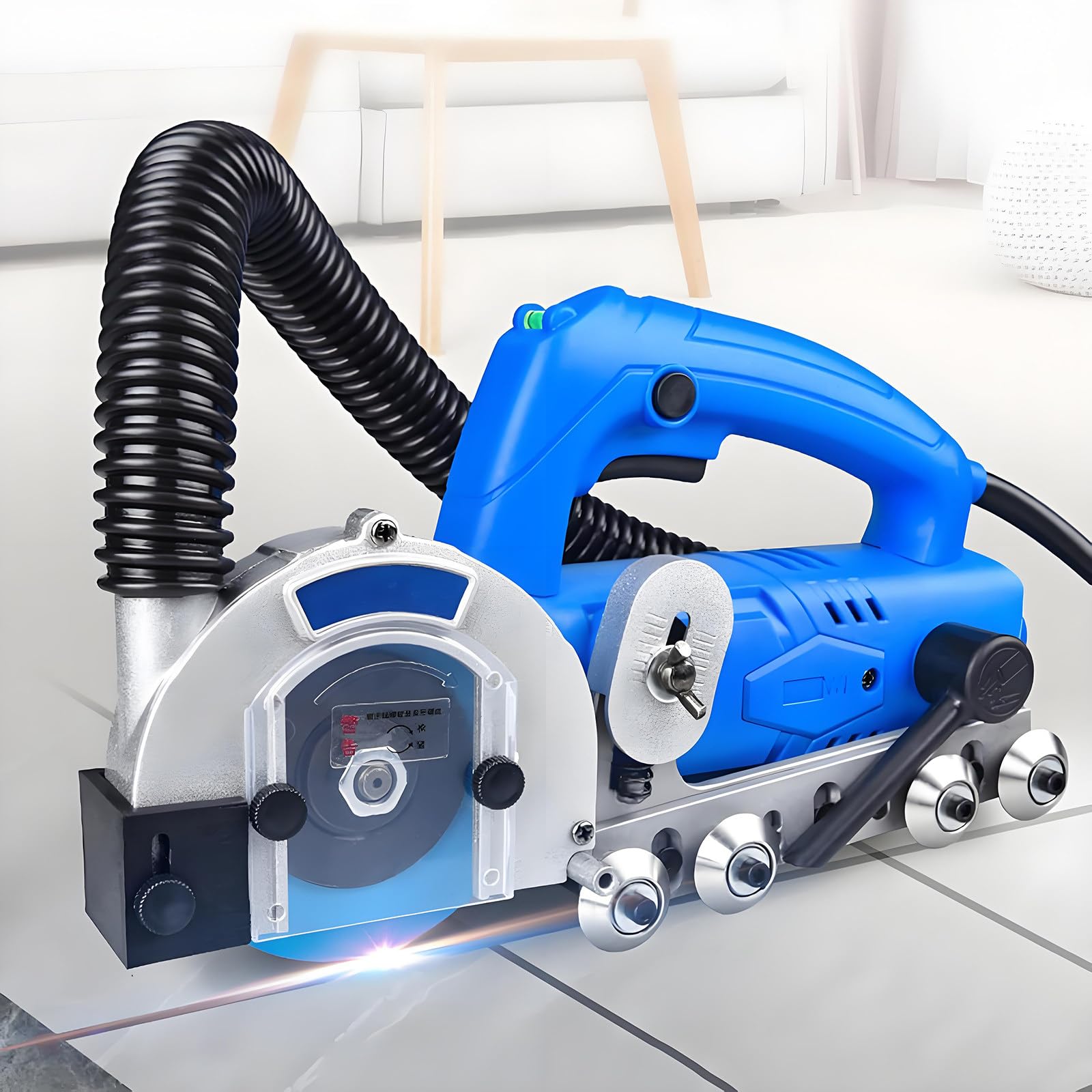 Máquina eléctrica de limpieza de azulejos, limpiador automático de juntas de 1200 W con soplador de agua, profundidad de corte ajustable para huecos y grietas de azulejos
