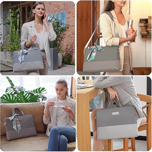 Miniatura 9 de Bolsa delgada para laptop para mujer, delgada, funda para computadora portátil, ligera, de transporte, de 15 pulgadas, 16 pulgadas, para el hombro,