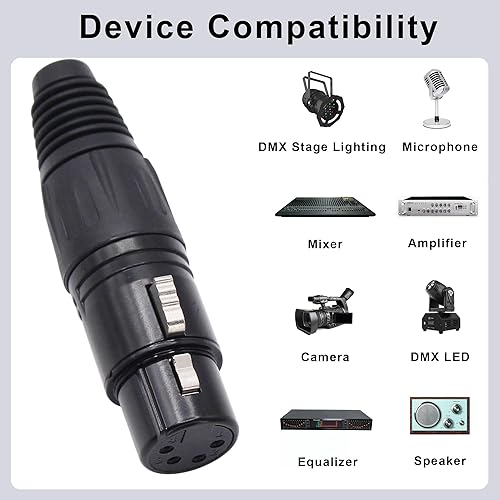 Miniatura 4 de Conector de cable XLR de 4 pines XLR Conector de enchufe hembra de 4 pines Adaptador de audio para micrófono, negro, 5 PCS