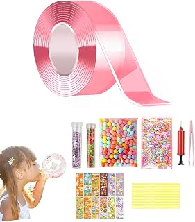 NUDFSY Nano Tape, 27 Pcs Nano Tape Kit, Nano Tape Balloon Pinch Music Blowing Bubble Nanotape Diy Decompression Suitable for Men and Women (Pink)