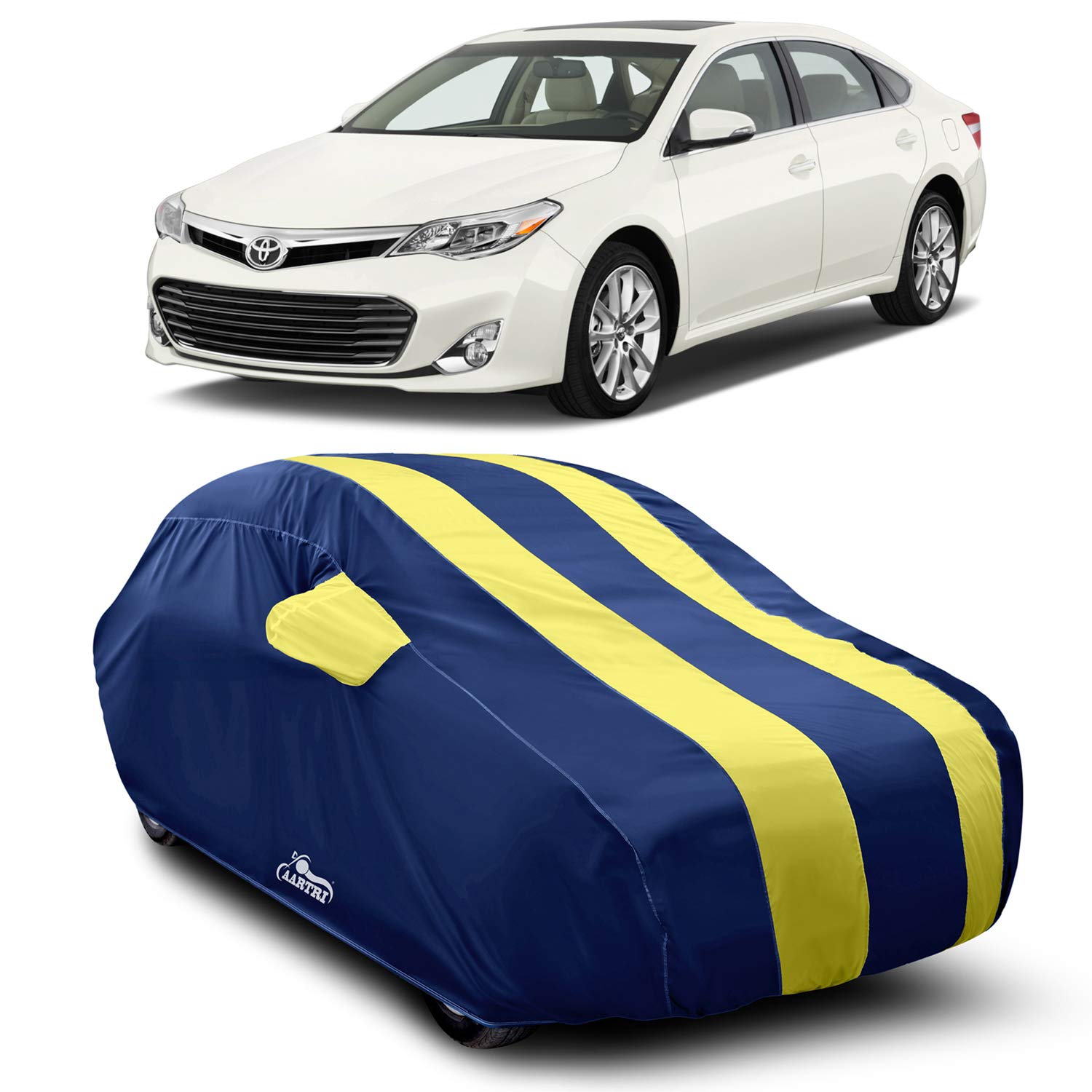 XG BrandCar Body Cover Special Design for Toyota Avalon (Strips Yellow with Mirror Pockets)