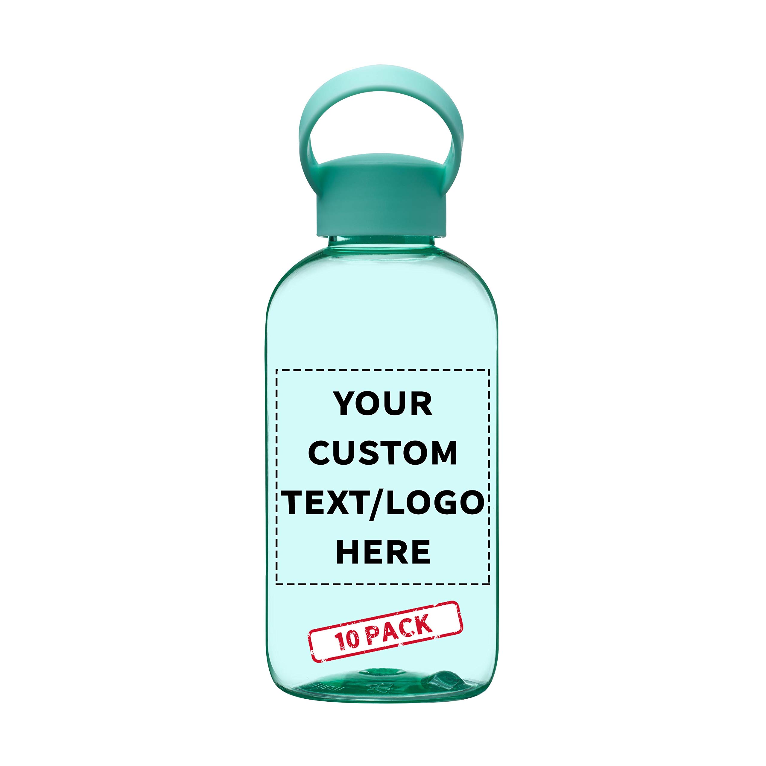 DISCOUNT PROMOS 10 Beau Water Bottles with Handle Set, 20 oz. - Customizable Text, Logo - Flexi-Grip, Plastic, Drinkware - Mint