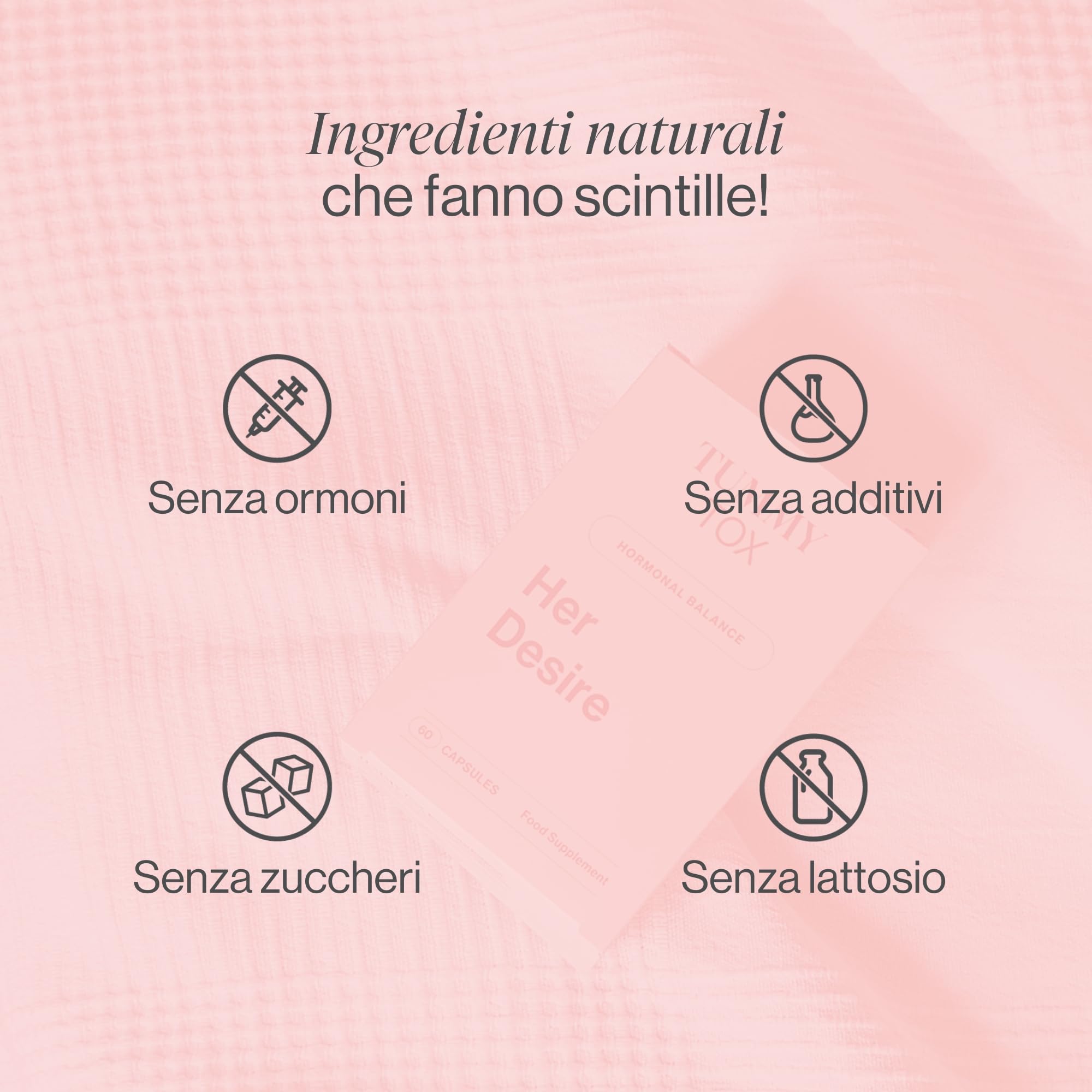 Her Desire - un integratore libido femminile naturale con Liboost, Maca, Ashwagandha, Ginseng, Zinco, Biotina, Vitamina D, Vitamina B6 e vitamina B12, Tummy Tox