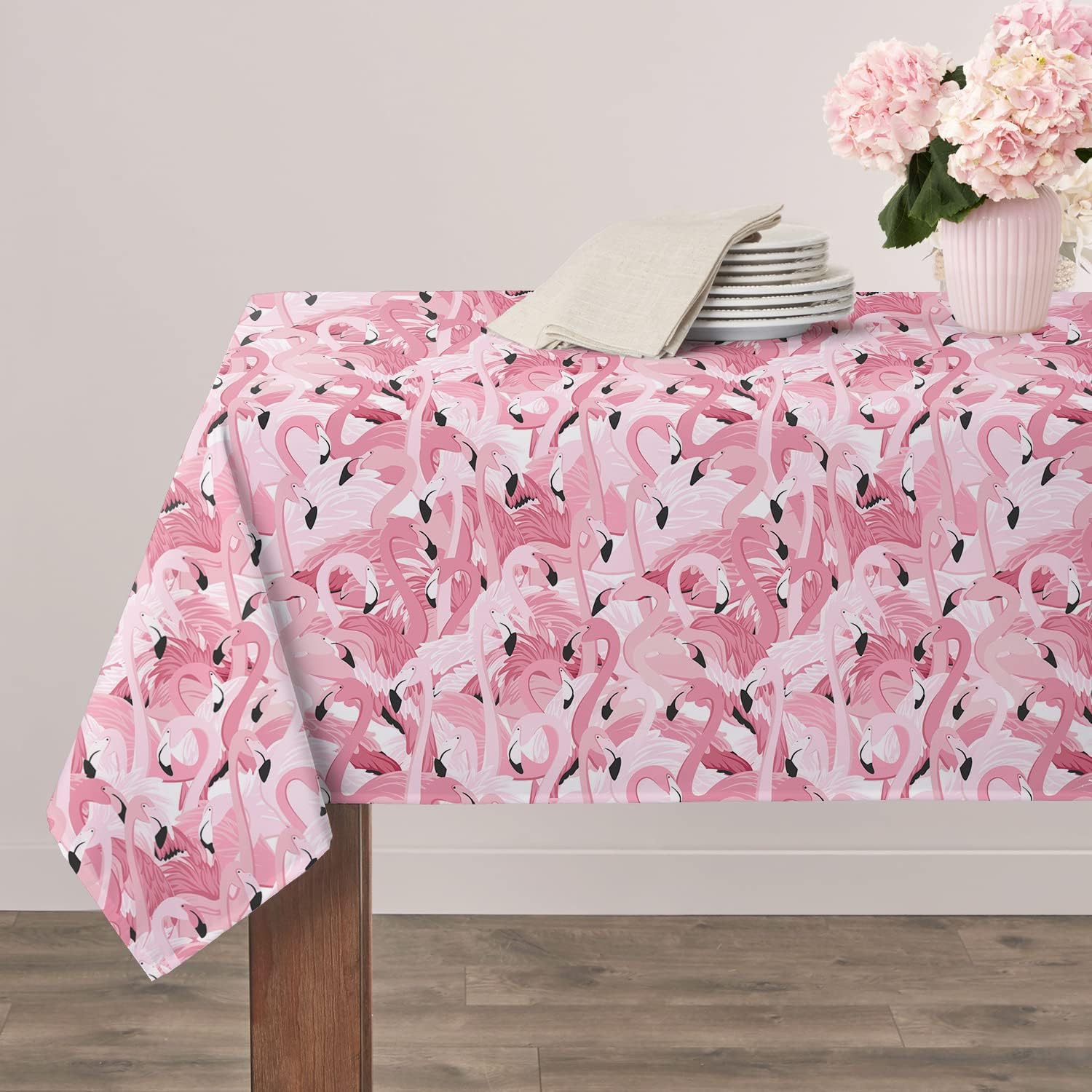 Bnejvif Flamingo Tablecloth, Pink Rectangle Tablecloth, Pink Print Table Cloth, Spring Summer Waterproof Wrinkle Free Rectangle Tablecloth for Rectangle Tables 60 X 84, 60 X 102, 60 X 120 Inch Pink Flamingo06 60"  84" Rectangular