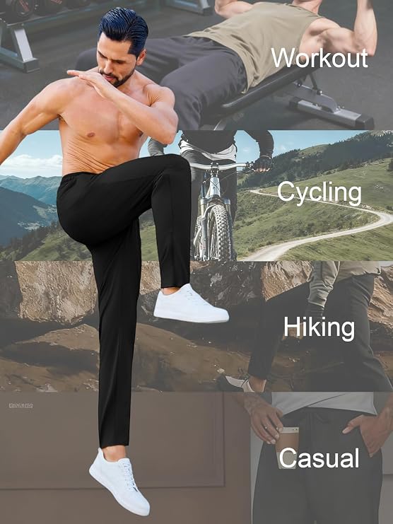 Auxo Joggers for Men Track Running Athletic Workout Pants with Ankle Zipper