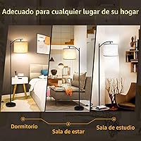 Vista 5 de Rottogoon - Lámpara de pie para sala de estar, lámpara de pie LED con 2 pantallas para dormitorio, incluye bombilla LED de 9 W - Negro