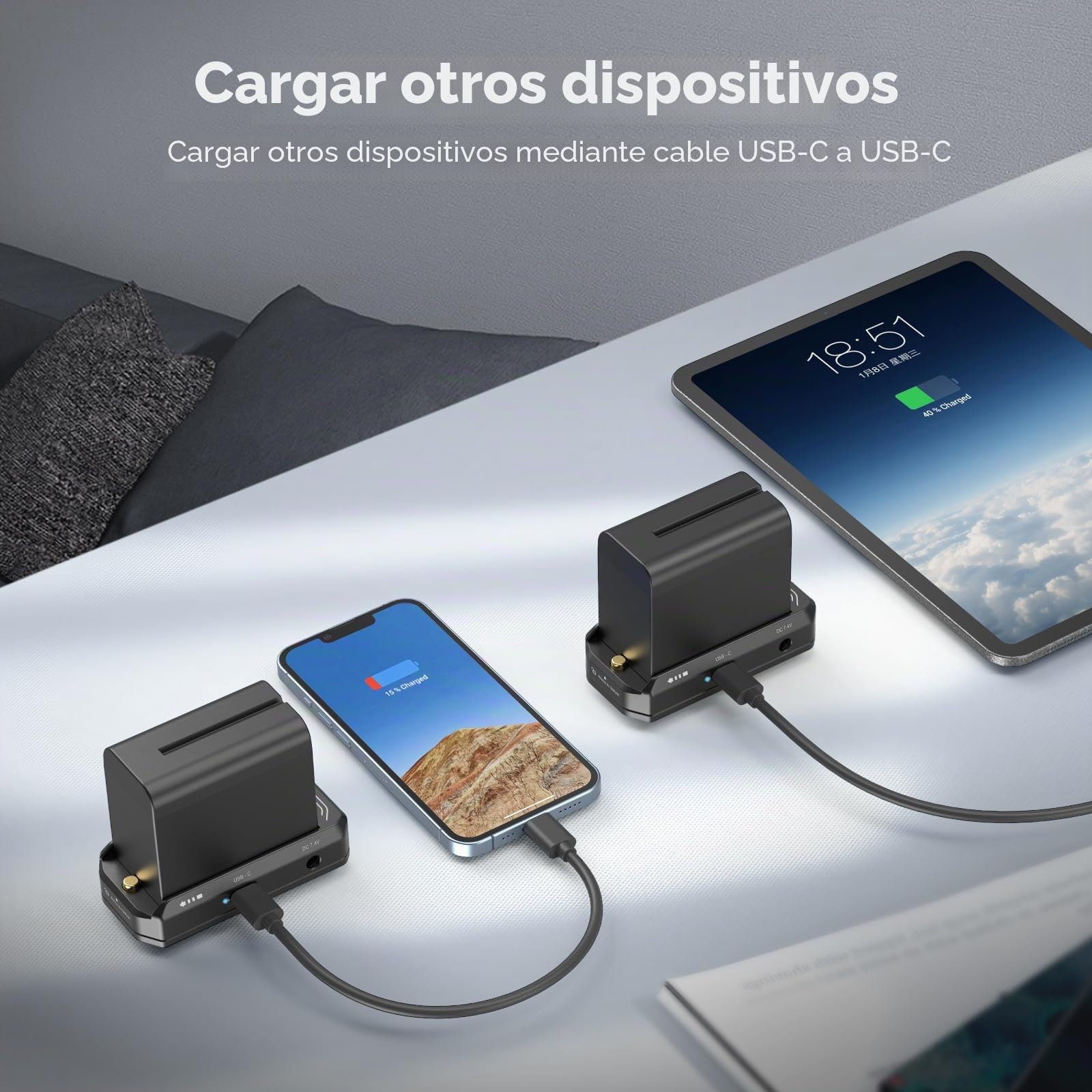 (Nueva Versión) SMALLRIG Placa Adaptador Batería NP-F para Canon EOS R5, R5 C y BMPCC 4K, 6K, 6K Pro, con Puerto USB-C y Salidas CC Duales Compatibles con NP-F970, NP-F550, NP-F770-3168B