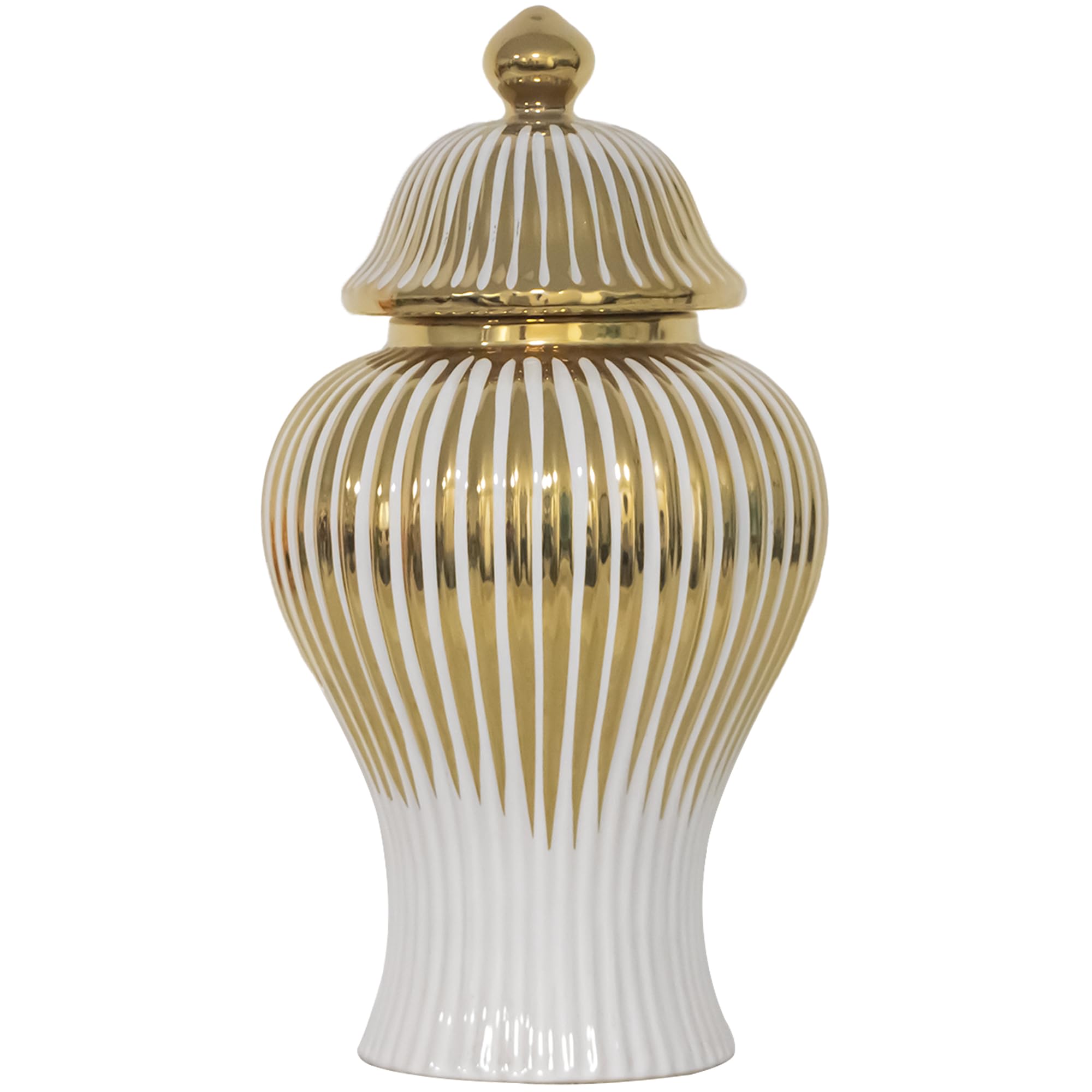 Decorative ceramic ginger jar with lid storage jar Table center vase, decorative ceramic vase for home decor (white, small)