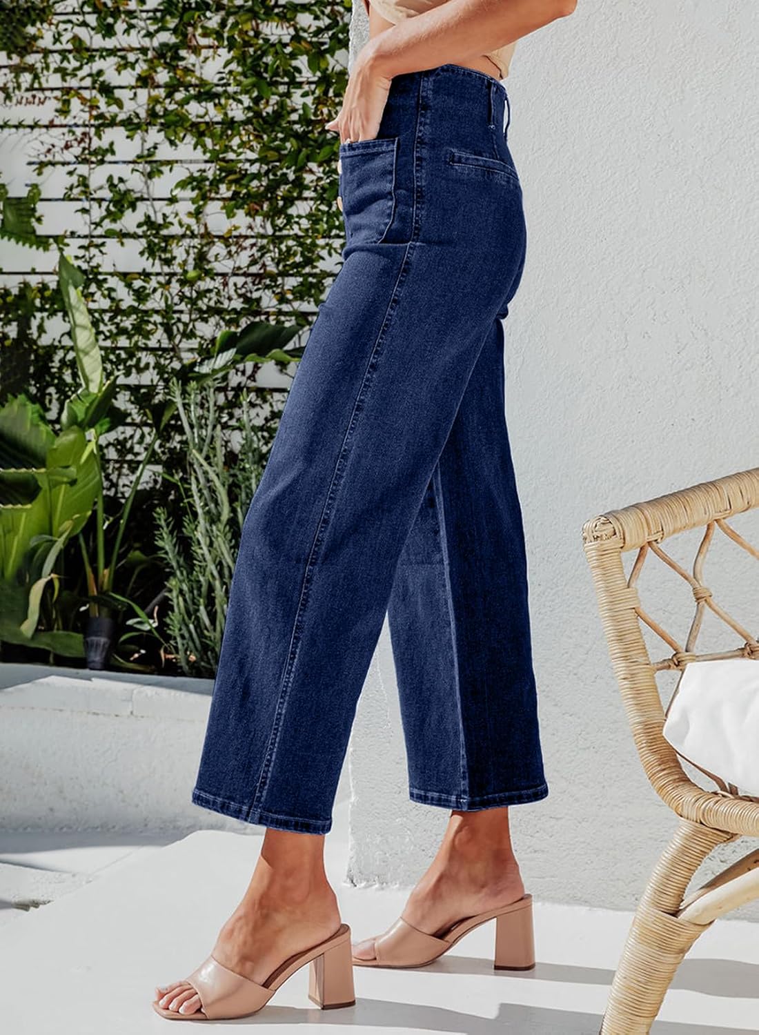 Sidefeel Women's Wide Leg Jeans High Waisted Zimbaplatinum Stretchy Straight Leg Jeans Buttoned Loose Denim Pants with Pocket - Image 4