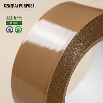 Roe Tenpo Packaging Tape, 3 Rolls Brown Parcel Packing Tape with Low Noise - 48mm X 66m, Secure and Sticky Seal for Boxes, Packing, Shipping, Moving, eCommerce (Brown, 3 rolls)