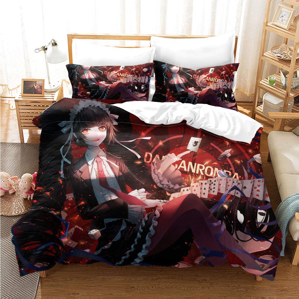 AnjinguangMonokuma Despair Duvet Cover Sets Bedding Home Bedroom Decoration Microfiber Fabric with 1 Quilt Cover + 2 Pillowcase(No Comforter)