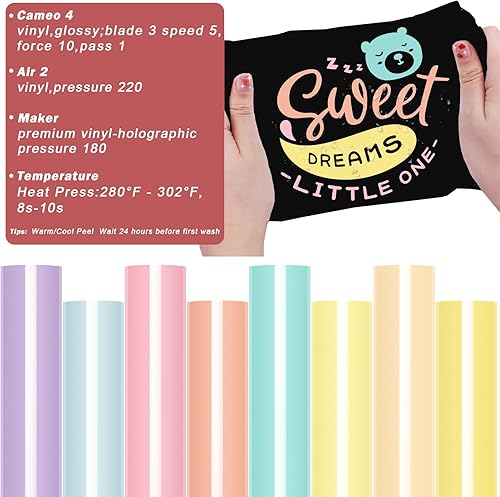 Miniatura 3 de WRAPXPERT Paquete de vinilo de transferencia de calor boho pastel para planchar de 12 x 10 pulgadas, 8 colores pastel surtidos HTV para camisetas,