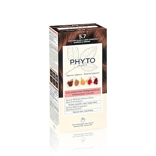 PHYTO Phytocolor Color Permanente para el Cabello con Pigmentos Botánicos, 100% Cobertura de Canas, Sin Amoníaco, Sin PPD, Sin Resorcina, 0.42 oz