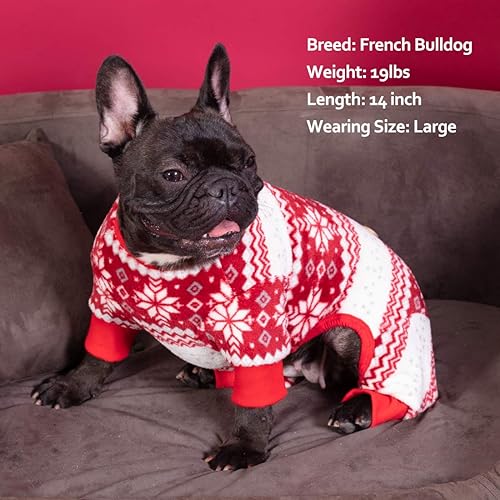 Miniatura 10 de KYEESE - Pijama para perros de Año Nuevo, con copos de nieve, para perros pequeños y medianos, para fiestas, mameluco para perros
