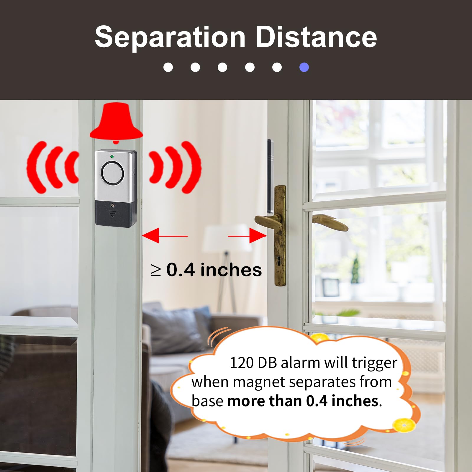 Sensor de alarma de apertura de puerta y ventana de 120 dB, paquete de 7 unidades para niños, seguridad de pacientes con demencia, alarma magnética para puerta de piscina para seguridad de niños