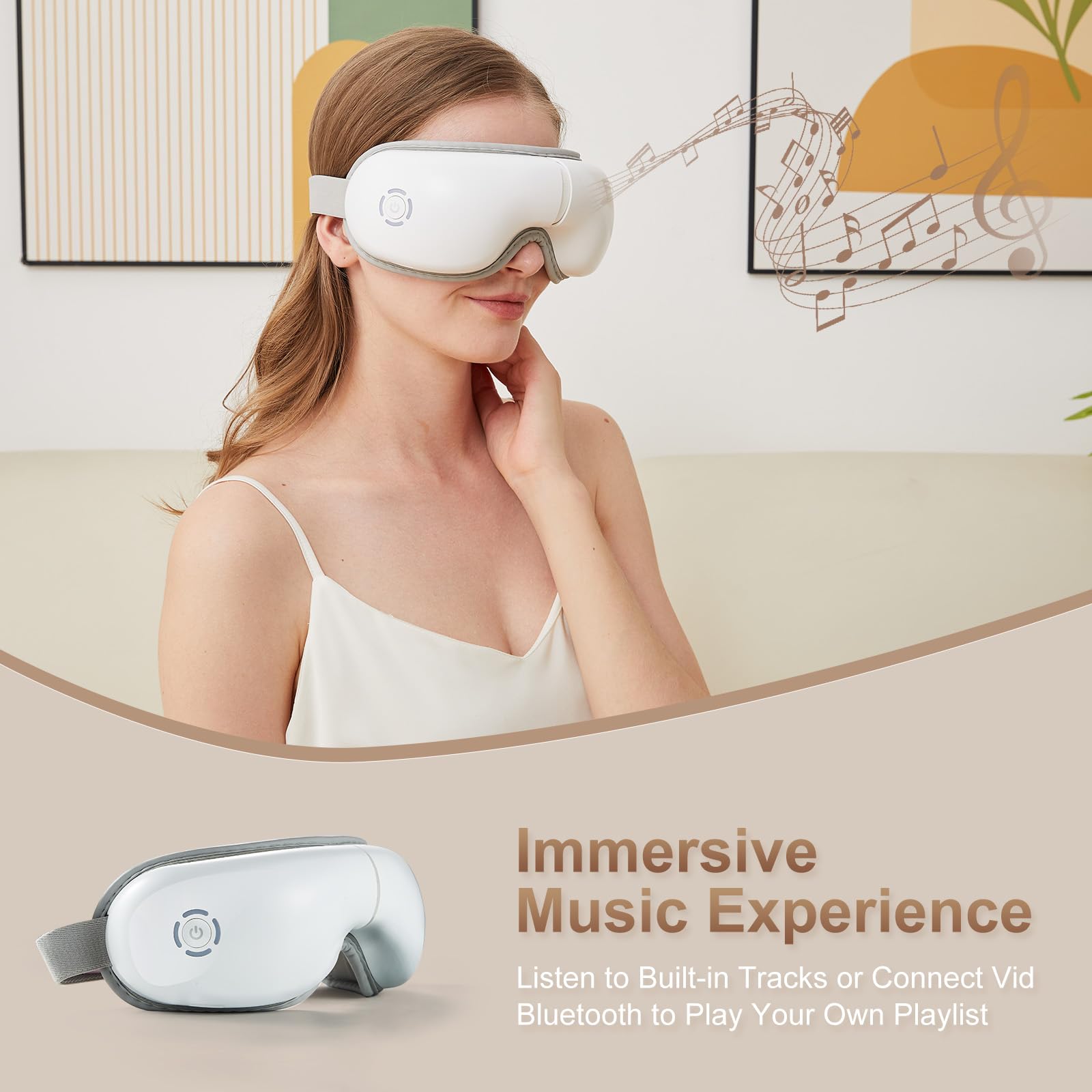 LAOBEN Masajeador de ojos con calor, masajeador de ojos calentado con masaje ocular, regalos para los ojos con 5 modos de masaje y diseño plegable de 180°, cómodo y portátil, perfecto para el hogar