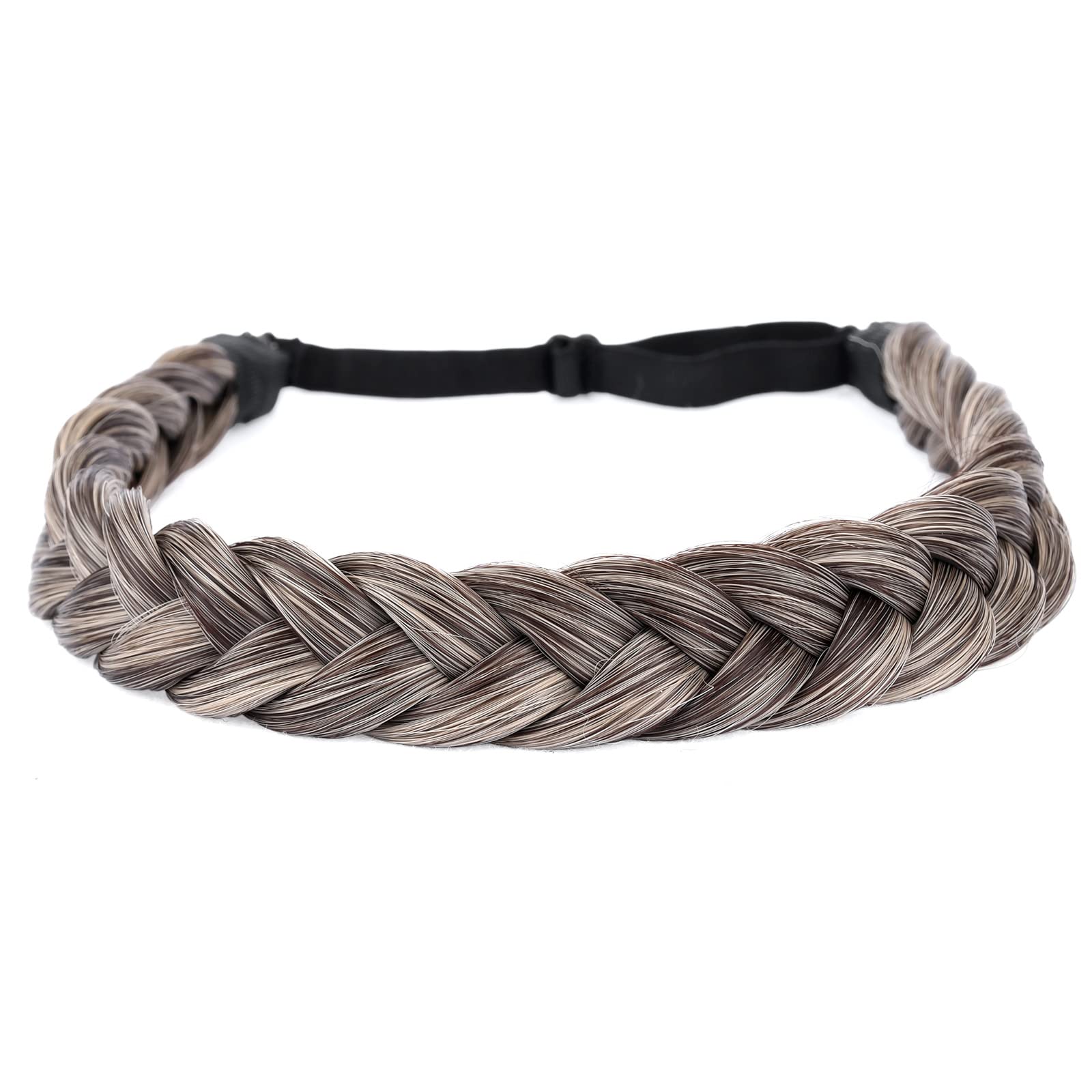 Gledola 2 Strands Fishtail Plaited Braids Headband Braided Synthetic Hair Elastic Stretch, Hair Accessory for Bride Women