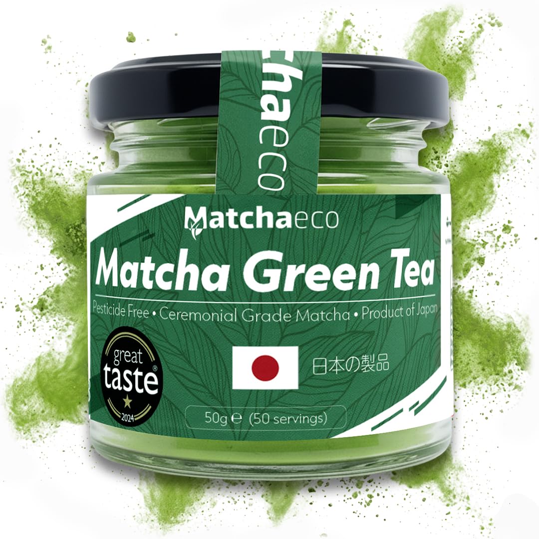Japanese Matcha Green Tea Powder 50g | Premium Ceremonial Grade, Stone-Ground Matcha from Japan | Matcha for Lattes, Smoothies & Tea | Pesticide-Free, Vegan | Recyclable Jar