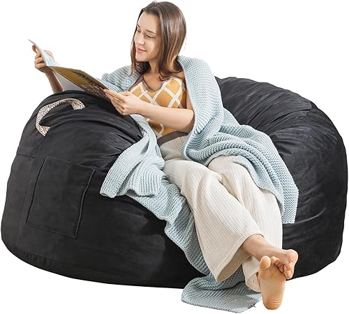 EDUJIN Funda exterior extraíble de 3 pies, relleno de espuma viscoelástica, puf para adultos con relleno, tela de terciopelo suave, sofá redondo